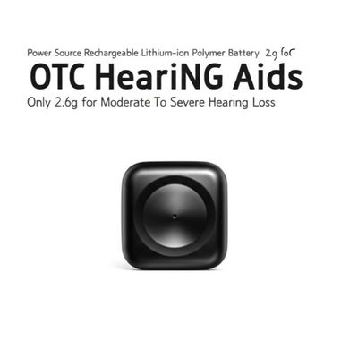 แหล่งพลังงาน แบตเตอรี่ลิเธียมไอออนโพลิเมอร์แบบชาร์จไฟได้ เครื่องช่วยฟัง OTC เท่านั้น น้ำหนัก 2.6 กรัม สำหรับการสูญเสียการได้ยินปานกลางถึงรุนแรง