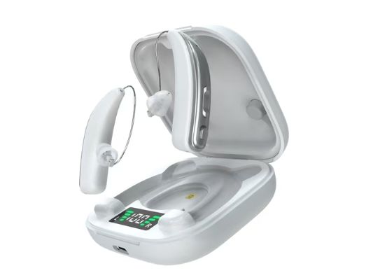 เครื่องช่วยฟังแบบชาร์จไฟได้ OTC พร้อมโคมไฟ UV ฆ่าเชื้อโรคด้วยรังสีอัลตราไวโอเลต (ใช้งานได้นาน 1 สัปดาห์)